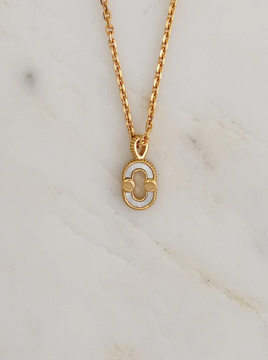 Magnetic Mother of Pearl Twist Pendant with Onyx and Diamonds - Image 3