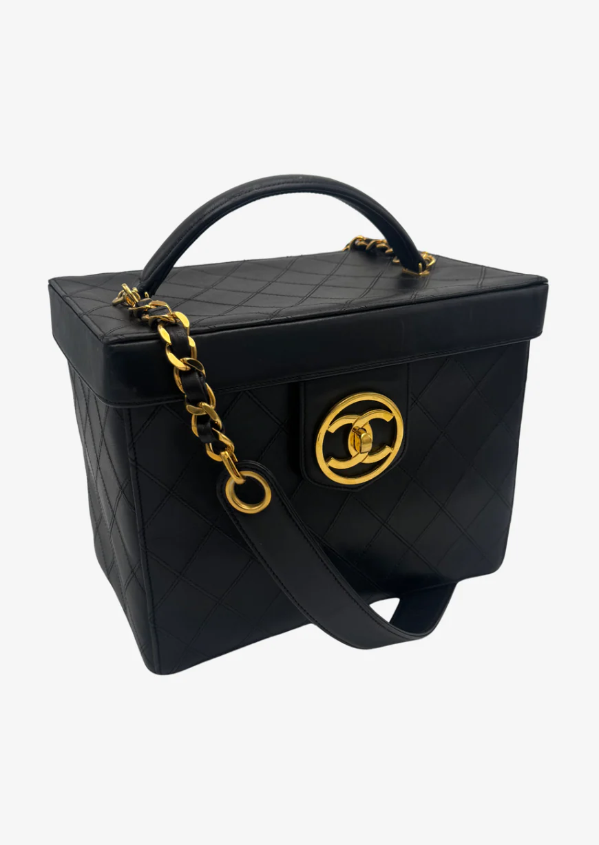 Vintage 90's Chanel Quilted Vanity Bag - Image 3