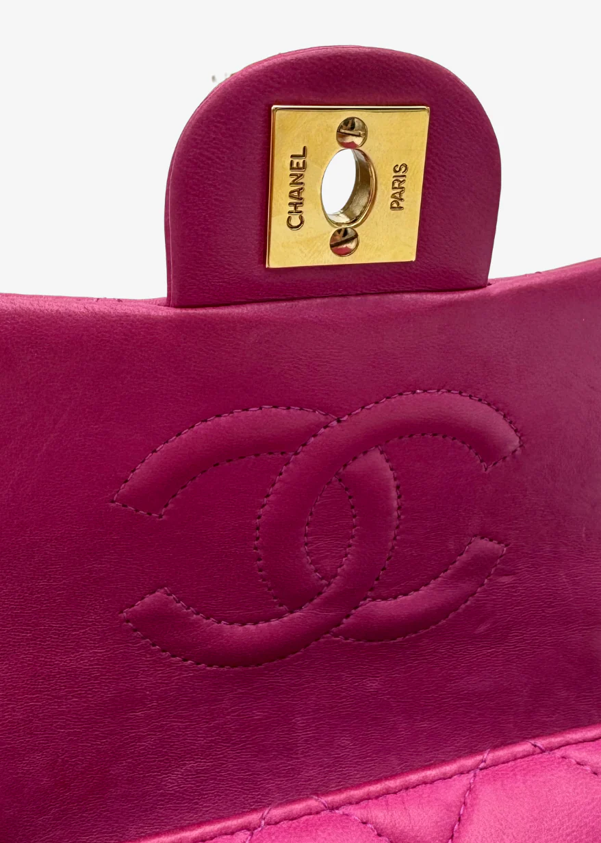 Vintage Chanel Lambskin Quilted Mini Square Flap Bag in Pink - Image 4