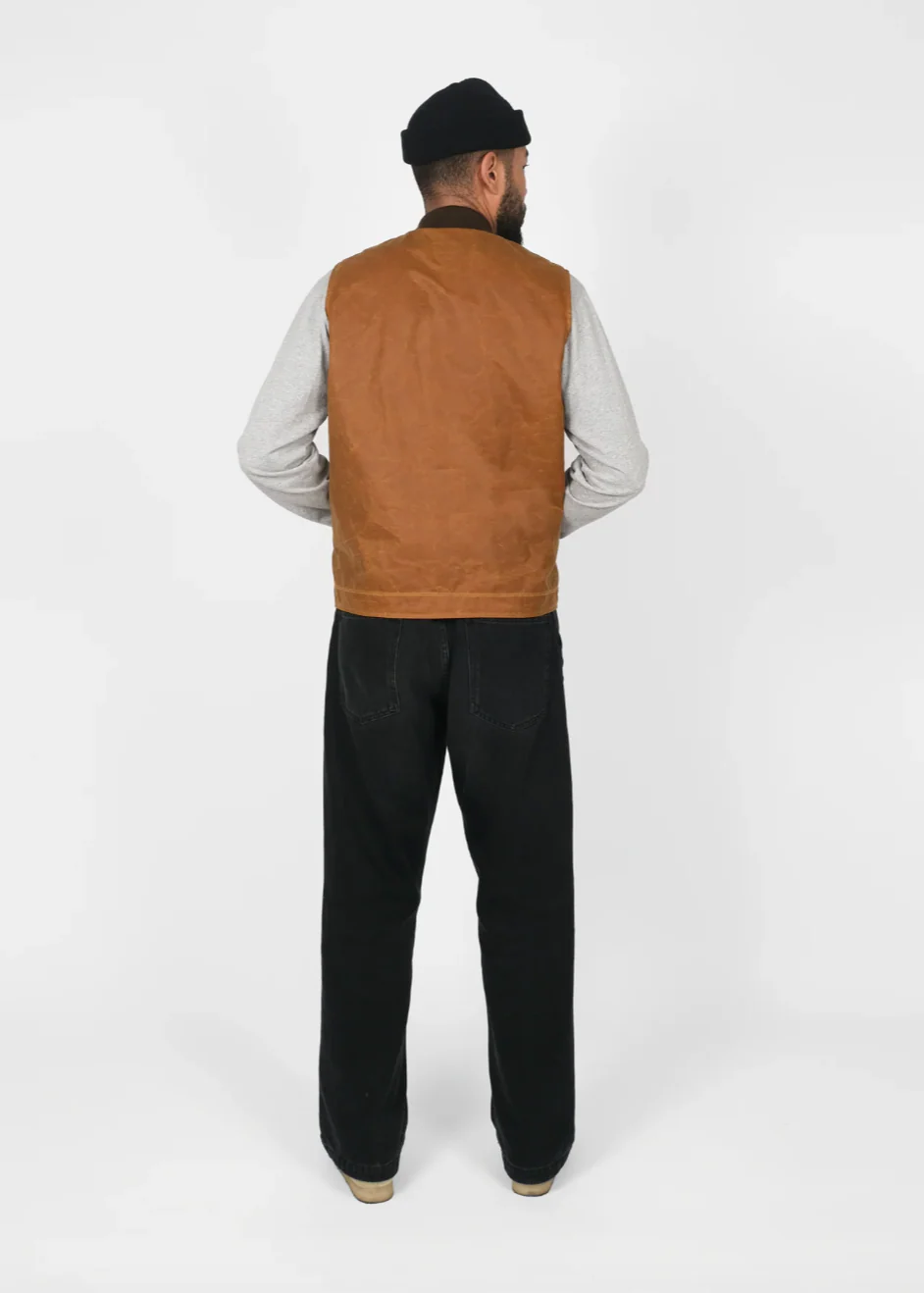 Waxed Cotton Flight Vest in Gold - Image 3