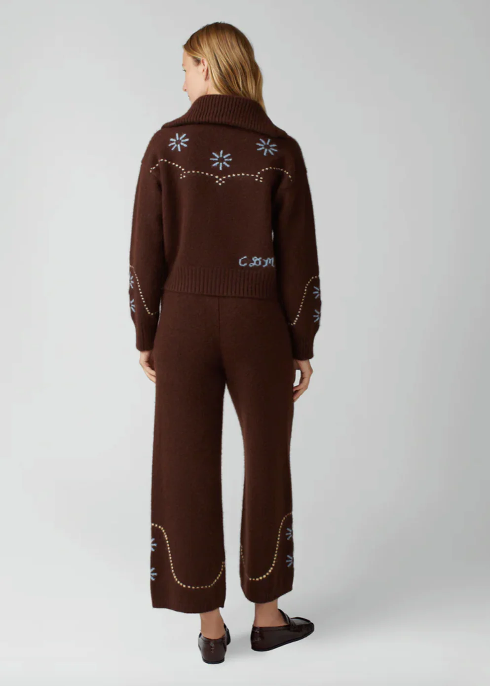 Western Cashmere Cardigan in Chocolate - Image 5