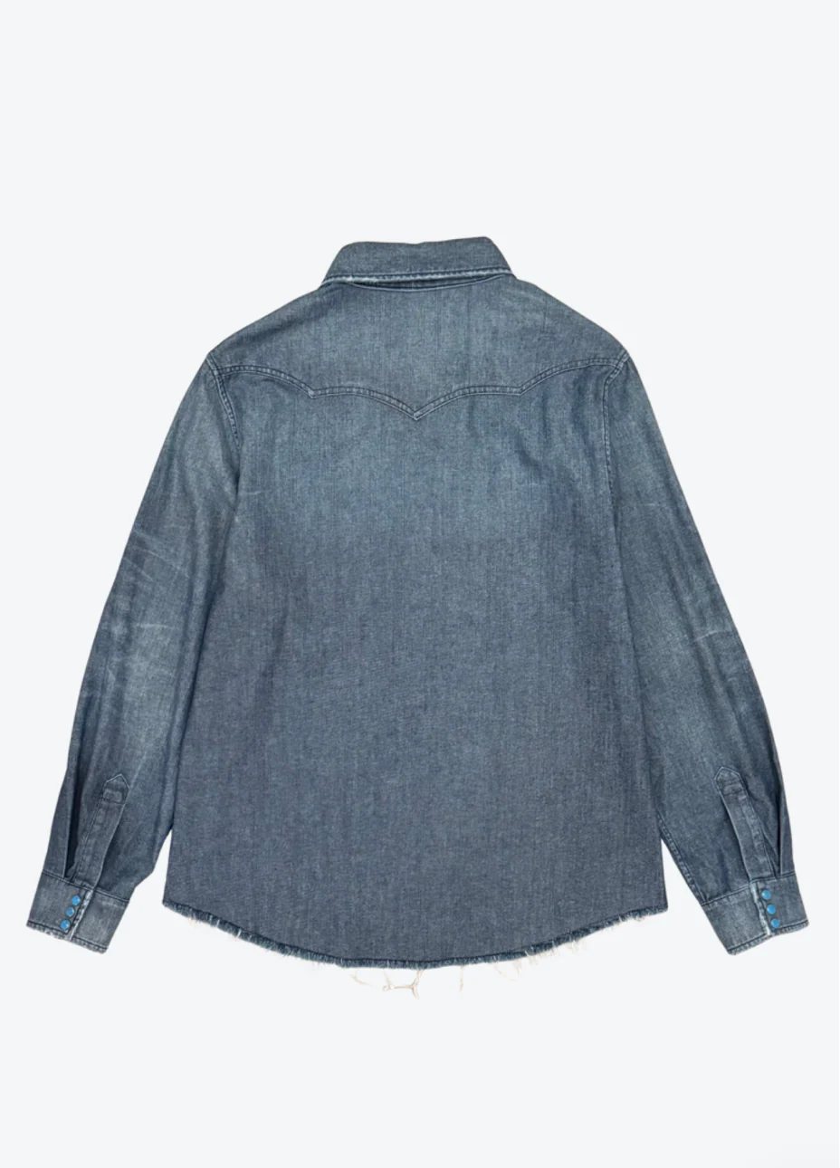 Western Denim Turquoise Shirt - Image 3