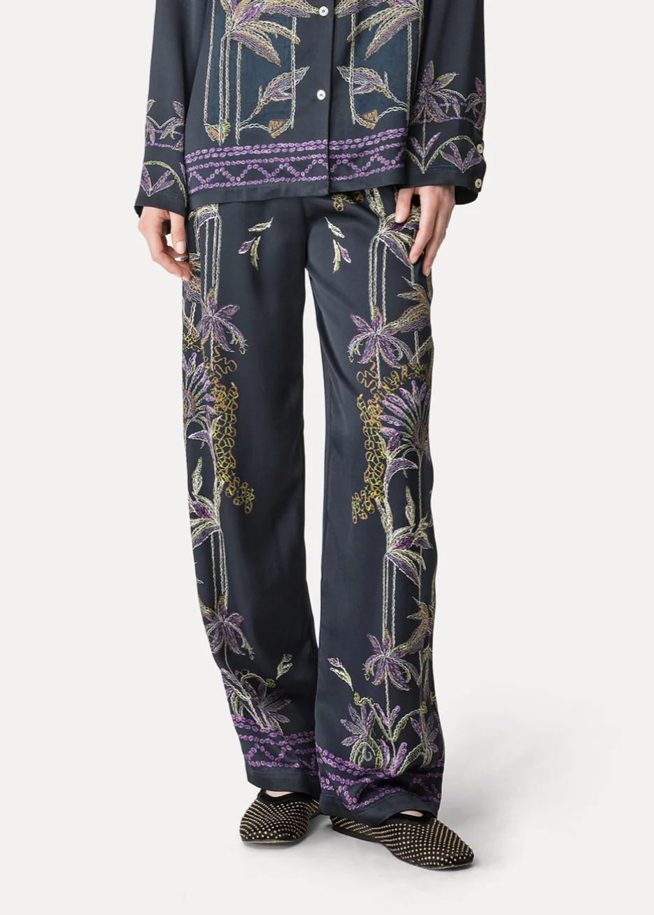 Sogni Print Wide Leg Satin Trousers - Image 2