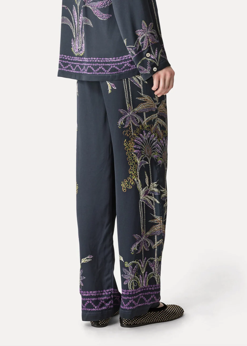 Sogni Print Wide Leg Satin Trousers - Image 3