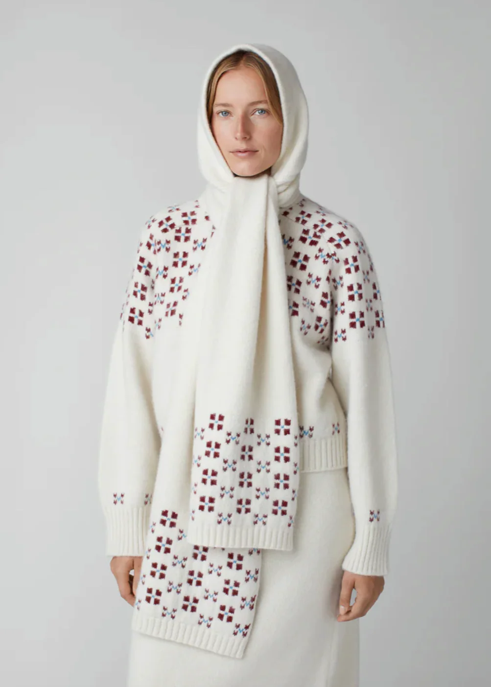 Winter Fair Isle Hoodie Scarf - Image 2