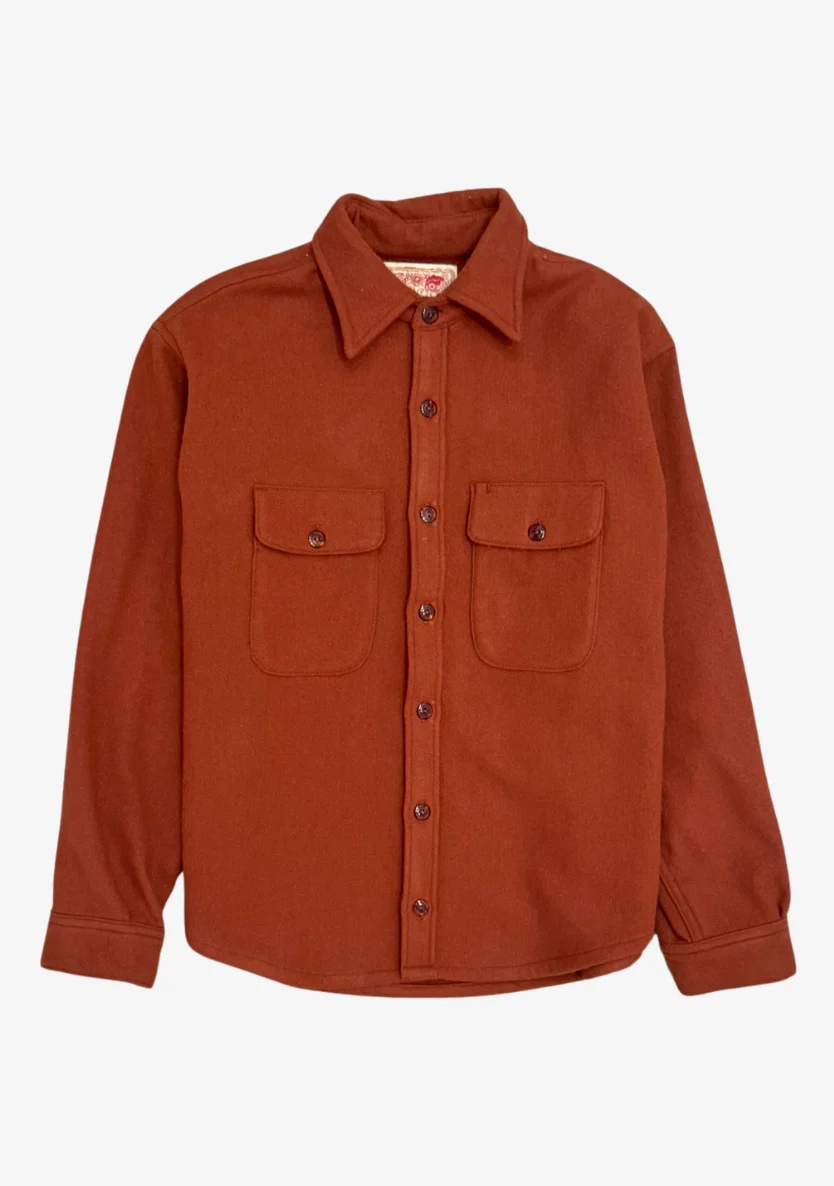 Wool Chamois Two Pocket Work Shirt in Red Earth