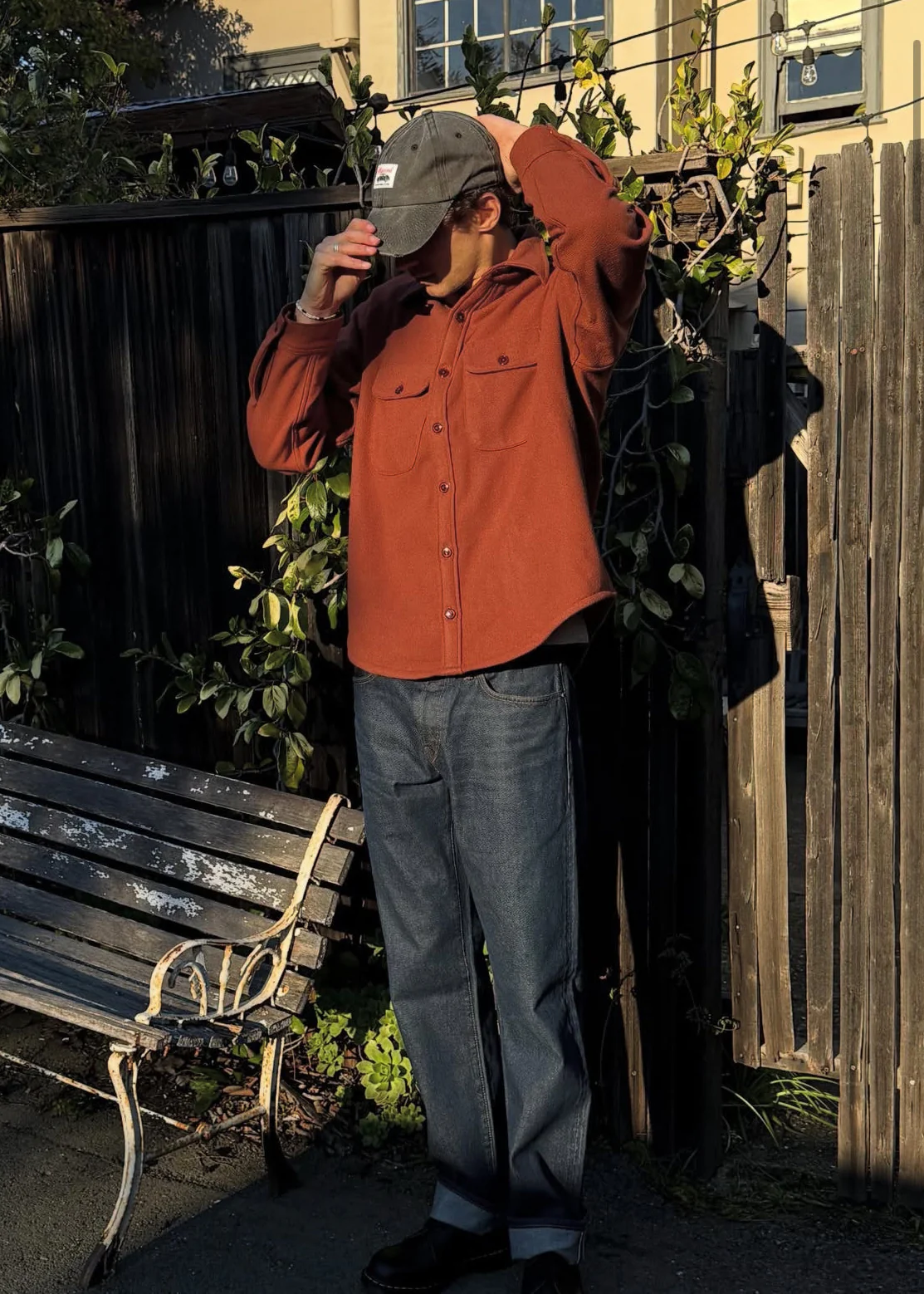 Wool Chamois Two Pocket Work Shirt in Red Earth - Image 2