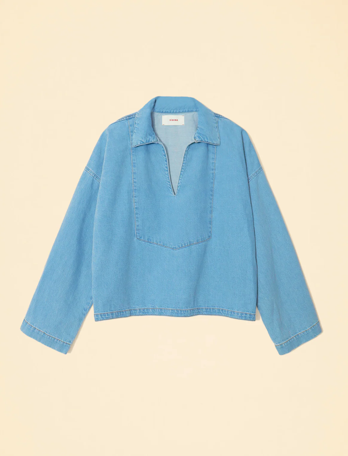 Abbott Denim Top in Light Blue